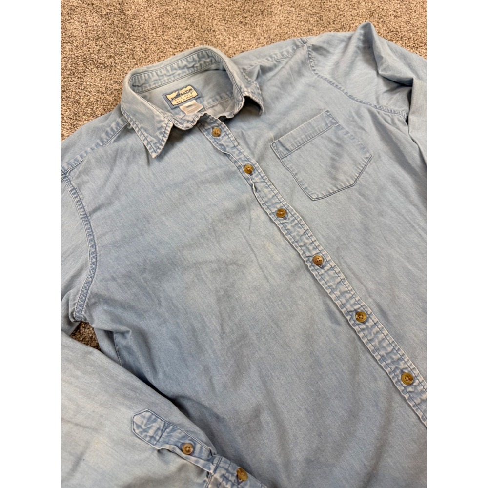 Pendleton Originals Mens Blue Cotton Chambray Denim Button Down Shirt Large L